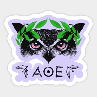 Athena's Owl II - Green Laurel Variant Sticker